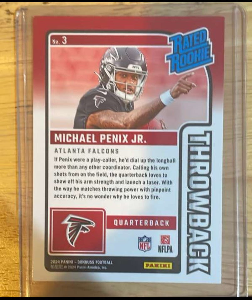 Michael Penix JR 2024 Penini Donruss "Top Rated Rookie" Falcons Mint #3