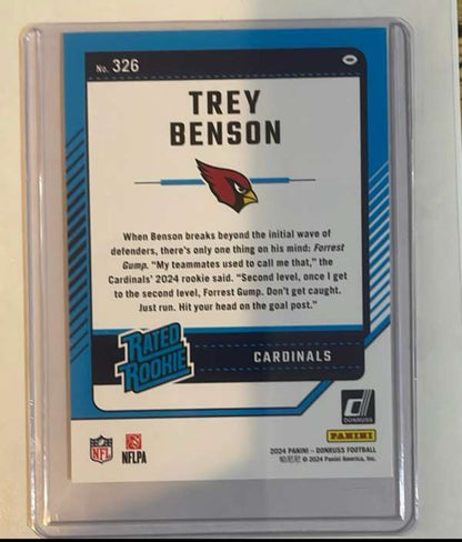 Trey Benson Rookie Card 2024 Panini Donruss "Rated Rookie" Card number 326