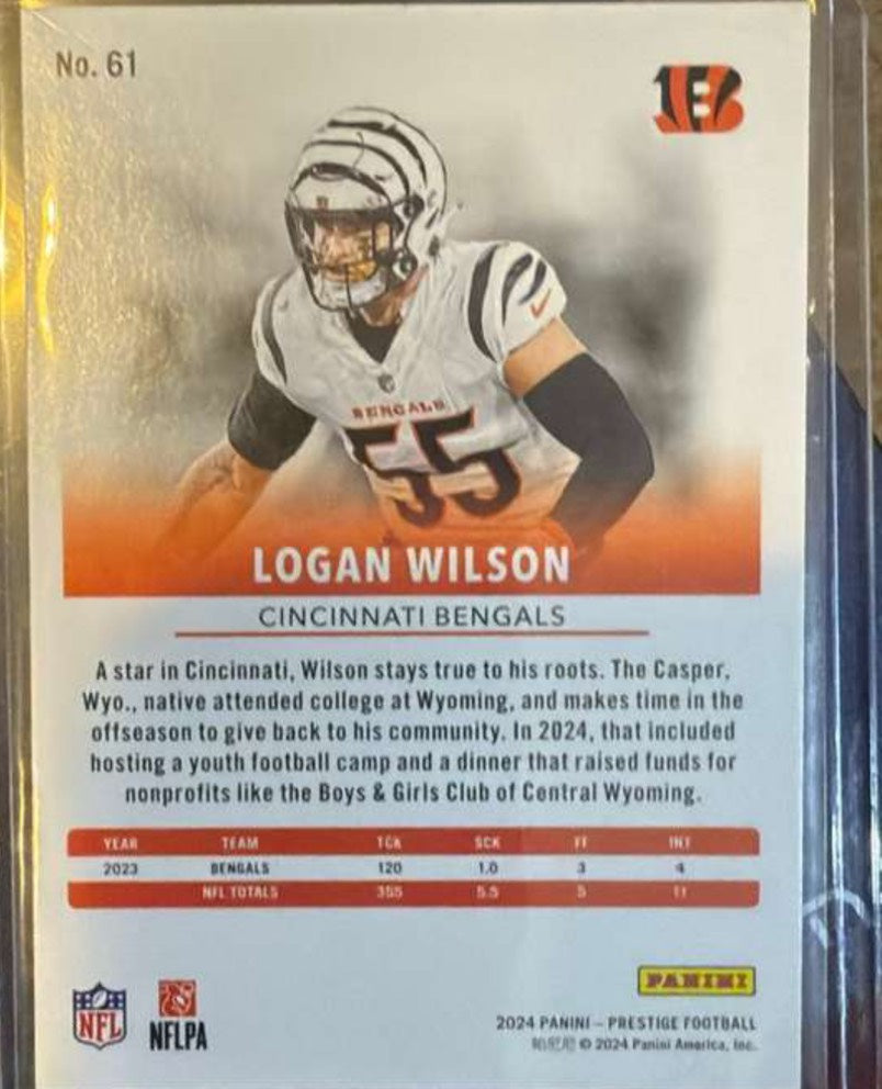 Logan Wilson Bengals 2024 Panini Prestige Rookie Mint #61