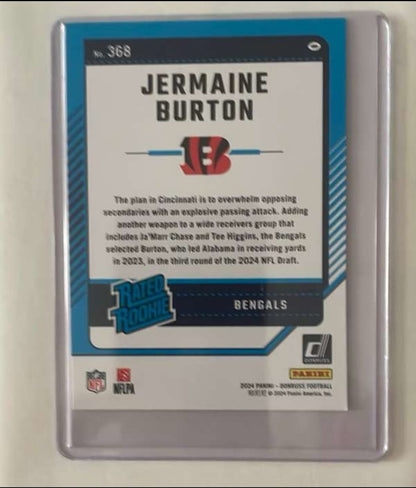 Jermaine Burton 2024 Panini Donruss "Rated Rookie" Bengals Card number 368 Mint